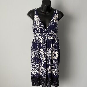 Joe Fresh Navy and White Patterned Mini Dress